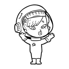 cartoon astronaut woman