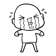 cartoon crying bald man