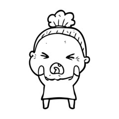 cartoon angry old woman