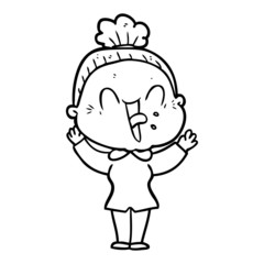 cartoon happy old woman