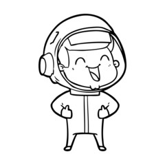 happy cartoon astronaut