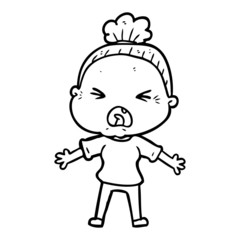 cartoon angry old woman