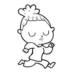 cartoon calm woman