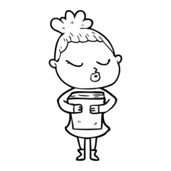 cartoon calm woman