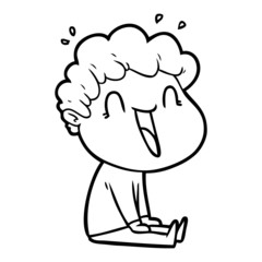 cartoon happy man laughing