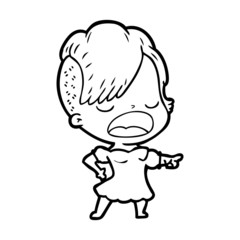 cartoon cool hipster girl talking