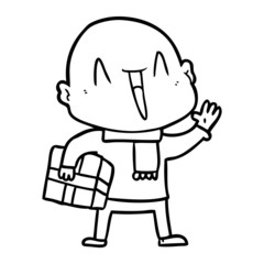 Obraz premium happy cartoon bald man