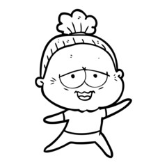 cartoon happy old lady