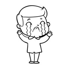 Fototapeta premium cartoon man crying