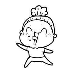 cartoon happy old woman