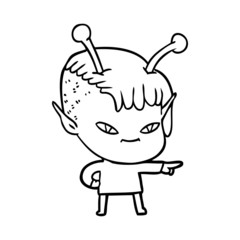 cute cartoon alien girl