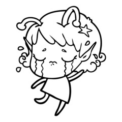 cartoon crying alien girl