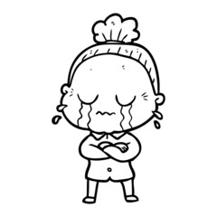 cartoon crying old lady