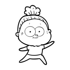 cartoon happy old woman