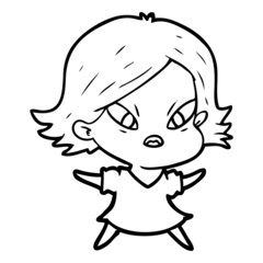 cartoon stressed woman