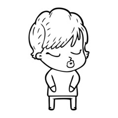 Obraz premium kobieta z kreskówki z zamkniętymi oczami