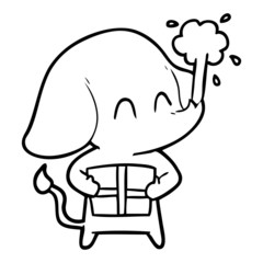 cute cartoon elephant spouting water