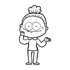 cartoon happy old woman