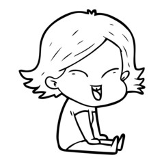 happy cartoon girl