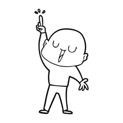 happy cartoon bald man