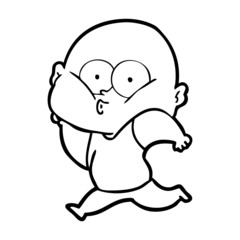 cartoon bald man staring