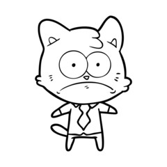 Obraz na płótnie Canvas cartoon nervous business cat