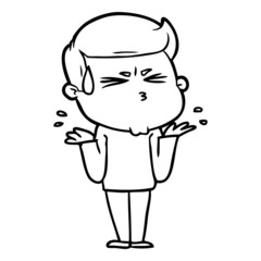 cartoon man sweating