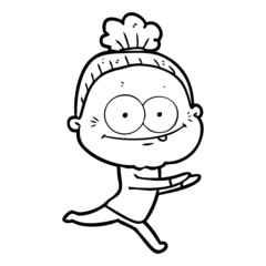 cartoon happy old woman