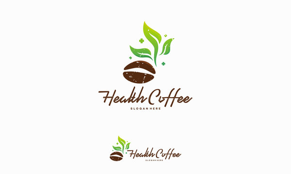 Healthy Coffee logo designs concept, Natural Coffee logo designs vector