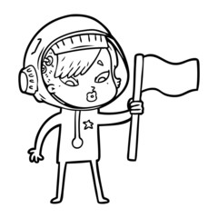 cartoon astronaut woman
