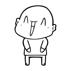 happy cartoon bald man