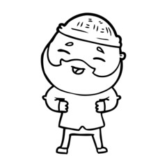 cartoon happy bearded man