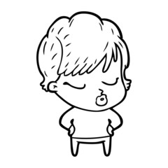 cartoon woman with eyes shut