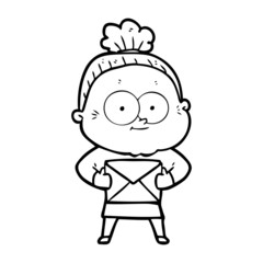 cartoon happy old woman