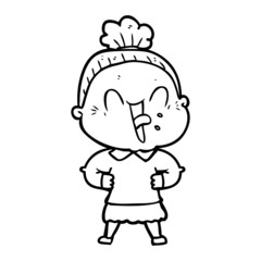 Obraz premium cartoon happy old woman