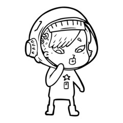 cartoon astronaut woman