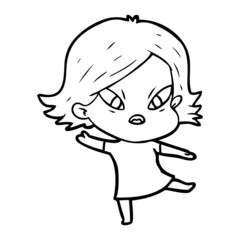 cartoon stressed woman