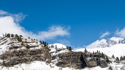Beautiful Alpine cliff in winter