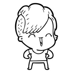 Obraz premium cartoon happy hipster girl