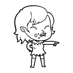 cartoon vampire girl with blood on cheek