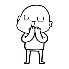 happy cartoon bald man