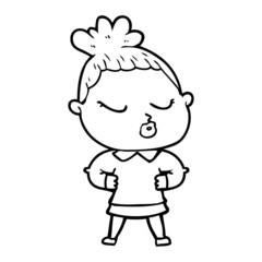 cartoon calm woman