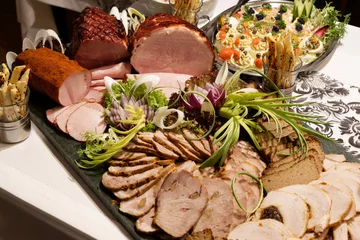 Photo sur Plexiglas Buffet, Bar Cold cuts and salads on the table.