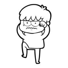annoyed cartoon boy