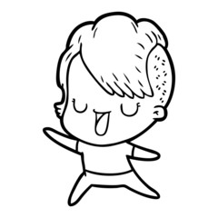 cute cartoon girl with hipster haircut