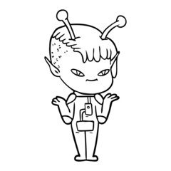 cute cartoon alien girl
