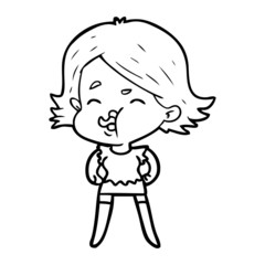 cartoon girl pulling face