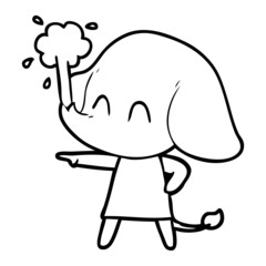 Obraz premium cute cartoon elephant spouting water