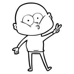 Fototapeta premium cartoon bald man staring
