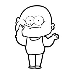 cartoon bald man staring